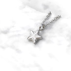 Sterling Silver Tiny Crinoid Star Fossil Necklace