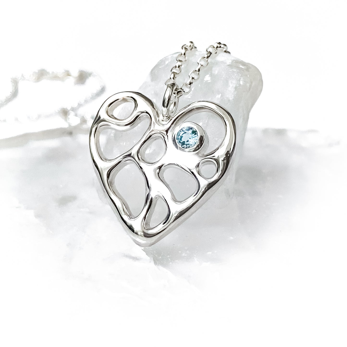 Sterling Silver Birthstone Infinity Heart Necklace
