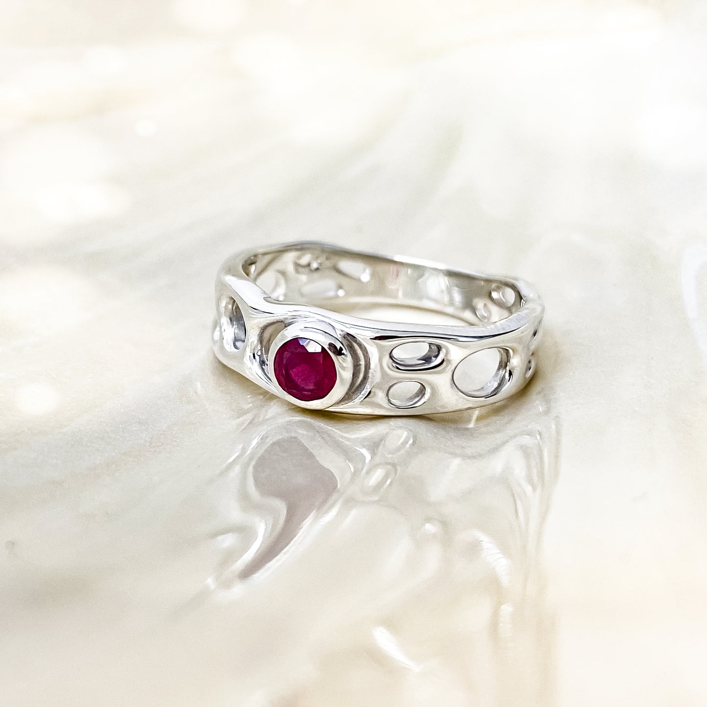 Sterling Silver Ruby Infinity Ring