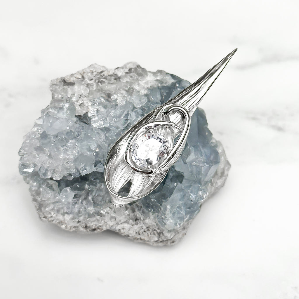 Sterling Silver One of a Kind Drift Brooch with White Topaz