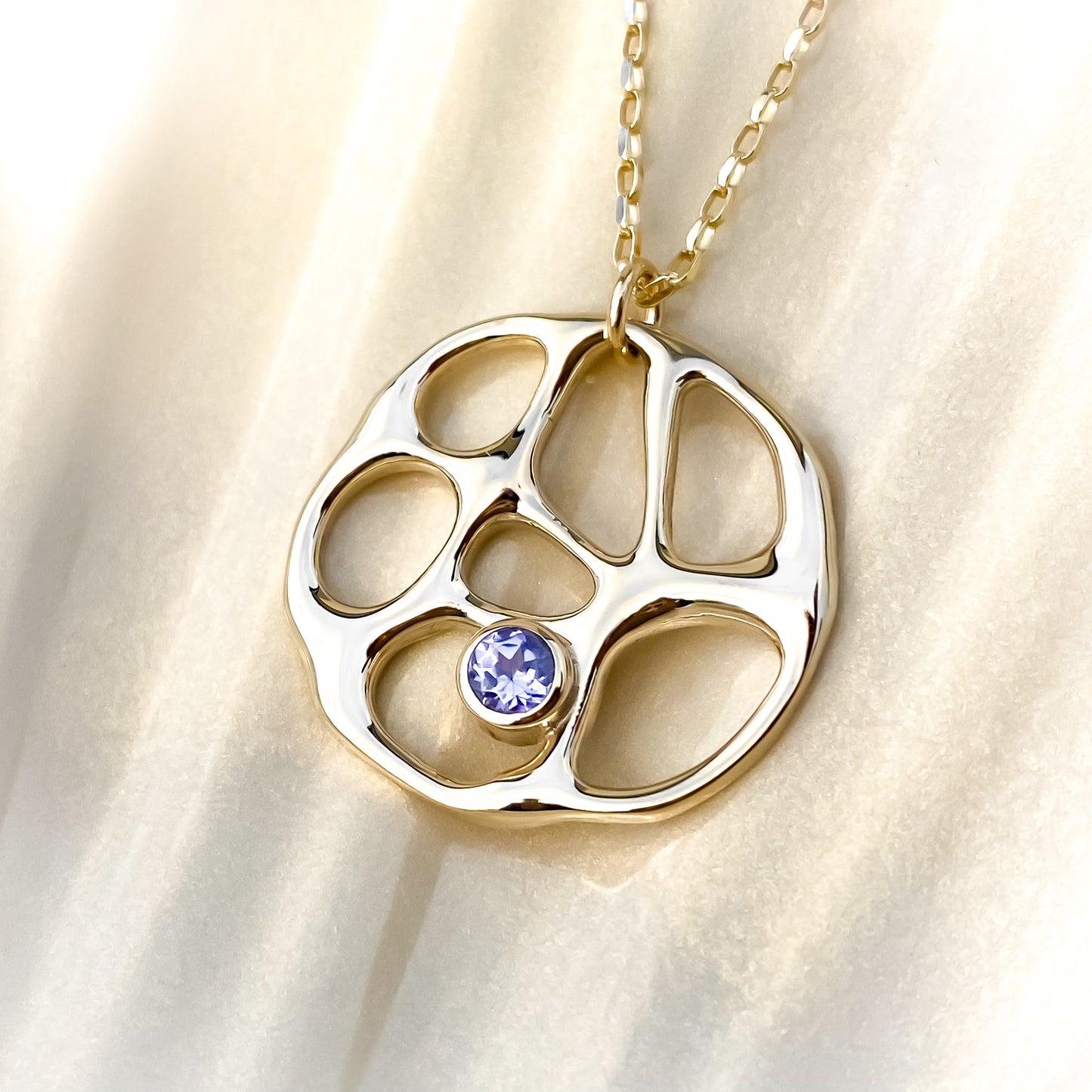 Gold Infinity Necklace with Tanzanite
