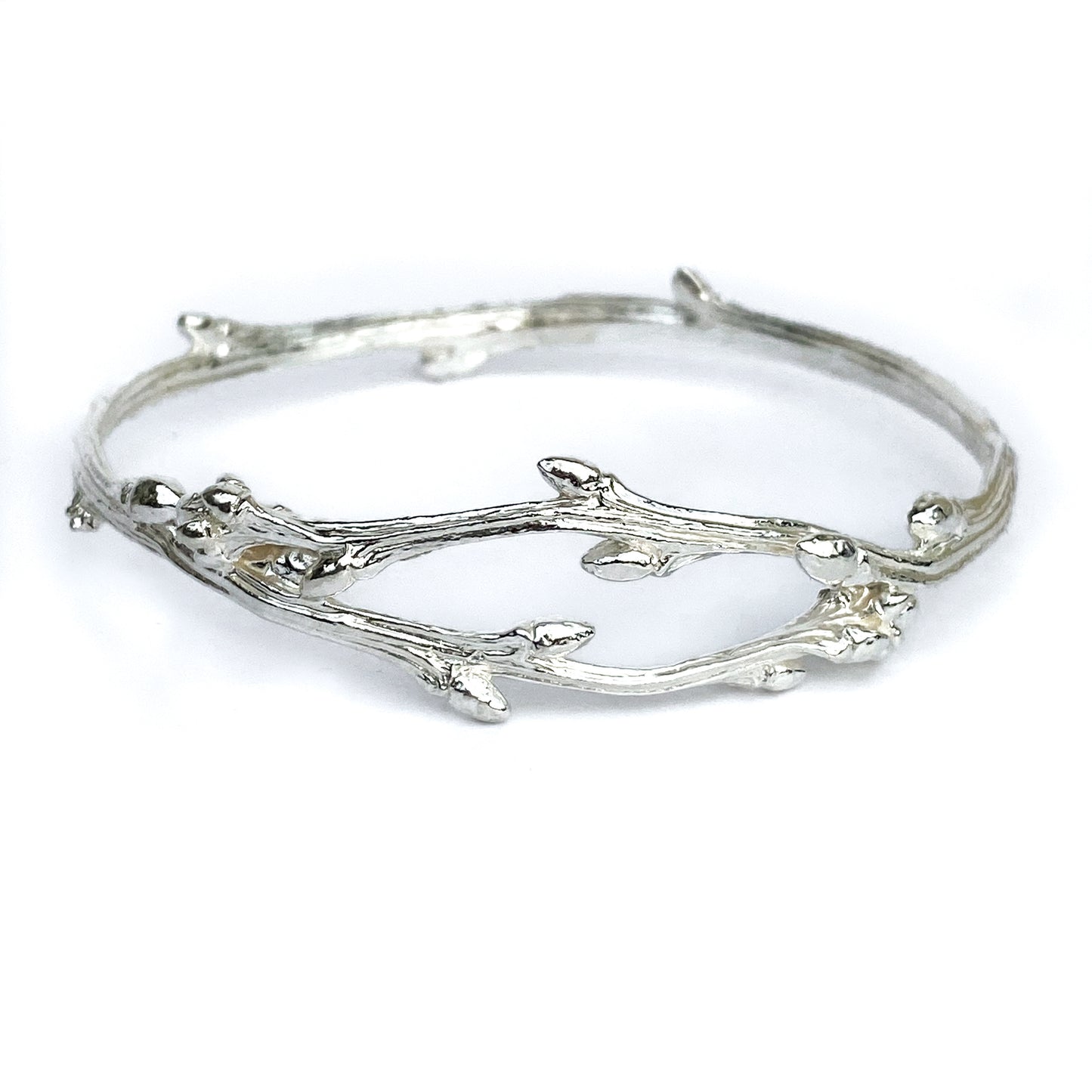 Sterling Silver Oak Bangle