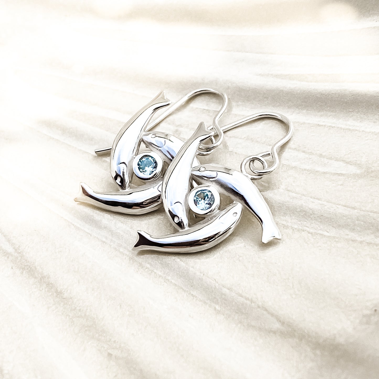 Sterling Silver Herring Triskel Gemstone Earrings