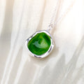 Sterling Silver 'Hidden Glen' Green Enamel Droplet Necklace