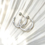Silver Elm Twig Hoop Earrings