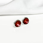 'Hawthorn Berry' Red Enamel Silver Droplet Stud Earrings