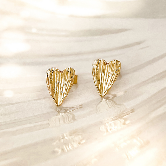 Gold Snowdrop Petal 'Heart' Earrings