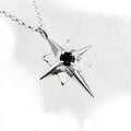 North Star Silver Pendant Necklace with Black Spinel