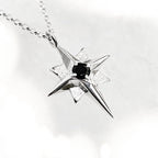 North Star Silver Pendant Necklace with Black Spinel