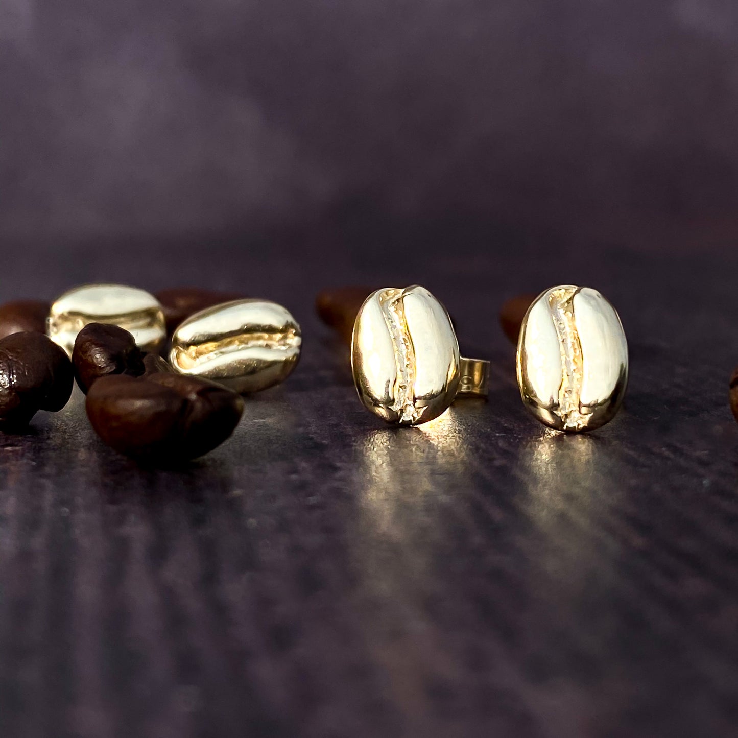 Gold Coffee Bean Earrings