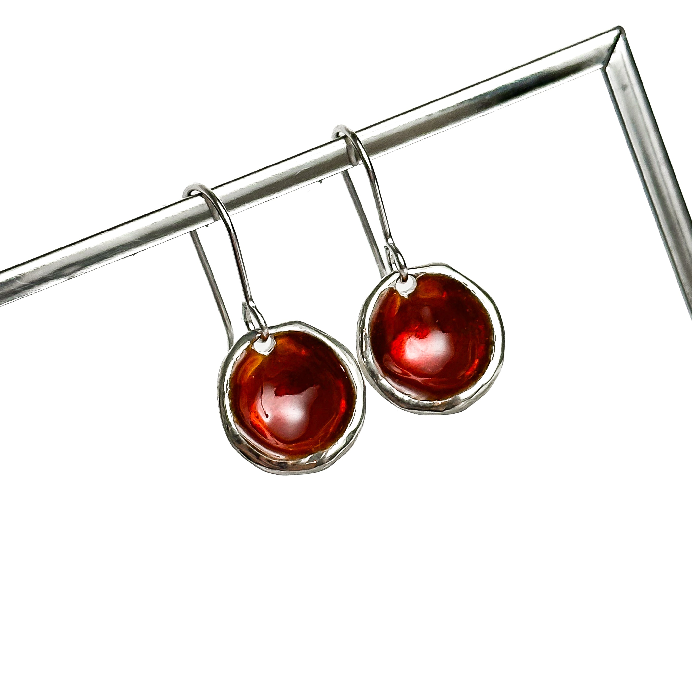 Sterling Silver 'Hawthorn Berry'  Red Droplet Earrings