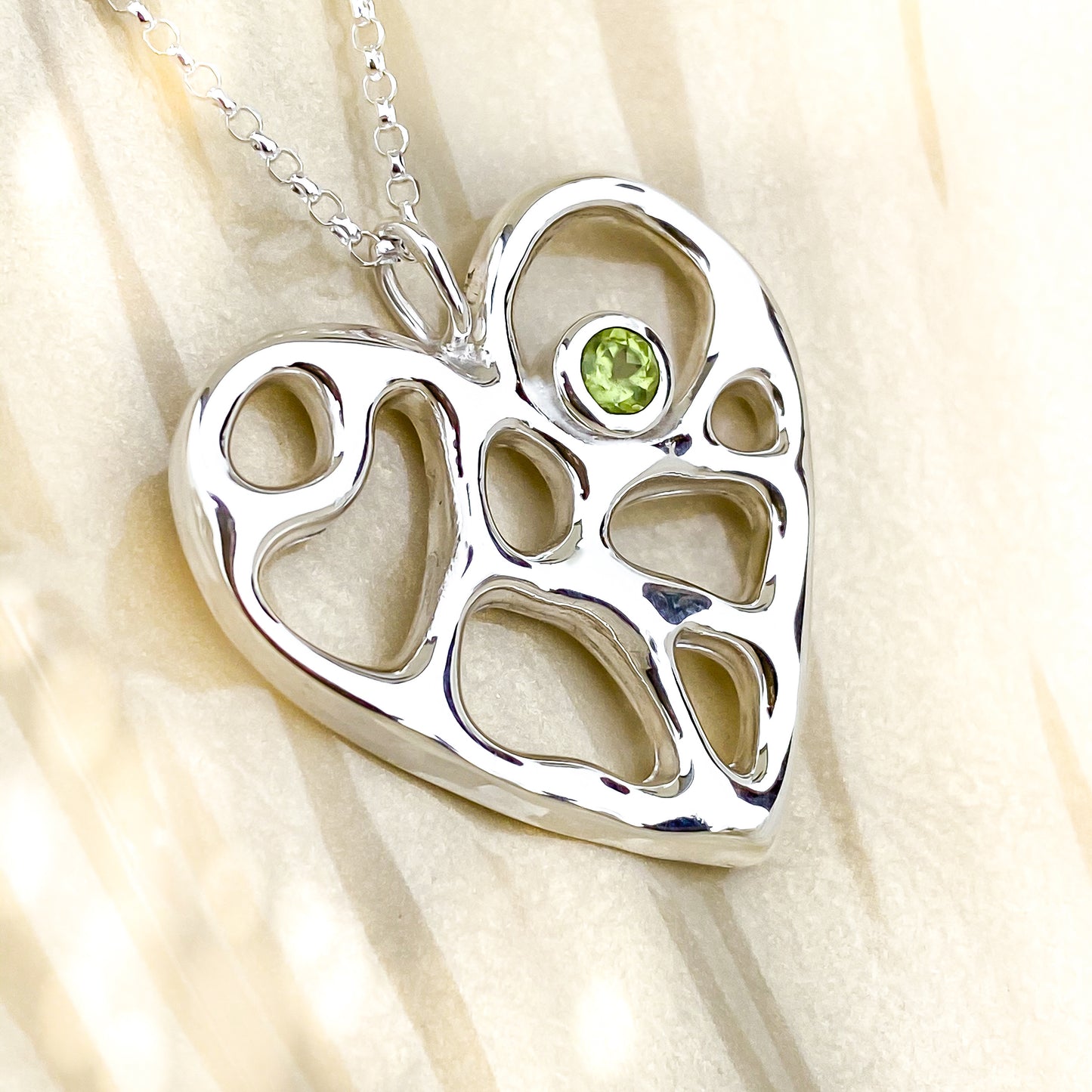 Sterling Silver Infinity Heart Peridot Necklace