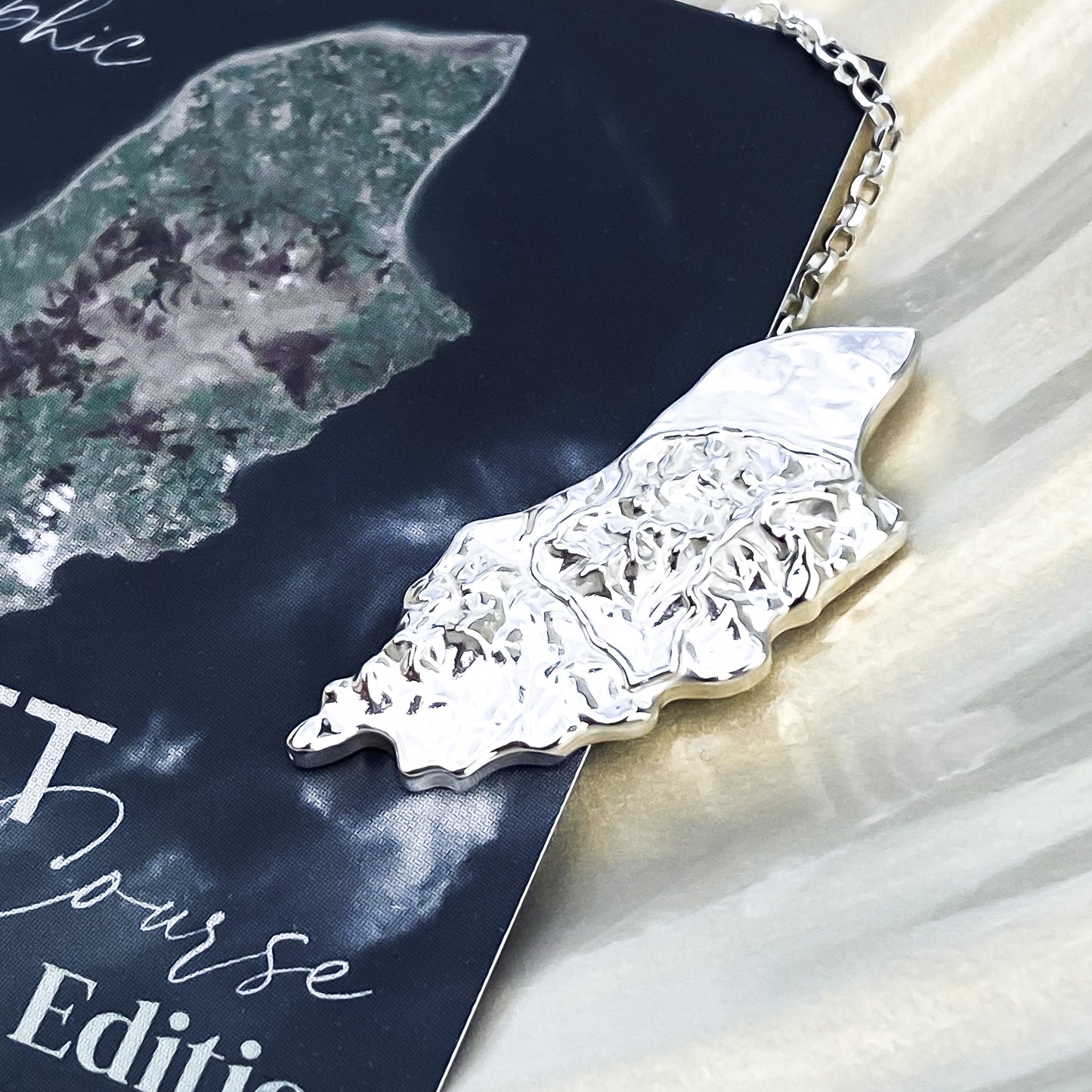 Silver Isle of Man TT Course Topographic Pendant Necklace