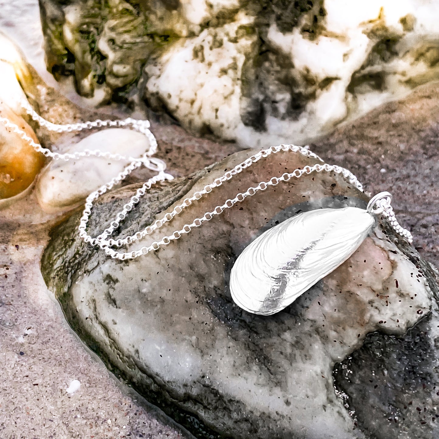 Sterling Silver Mussel Shell Necklace