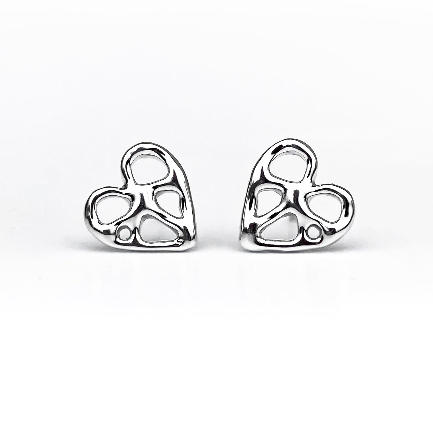 Infinity Heart Silver Stud Earrings