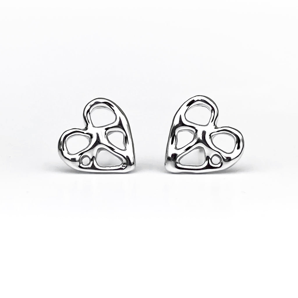 Infinity Heart Silver Stud Earrings