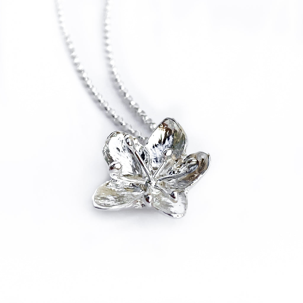 Hawthorn Flower Silver Pendant Necklace
