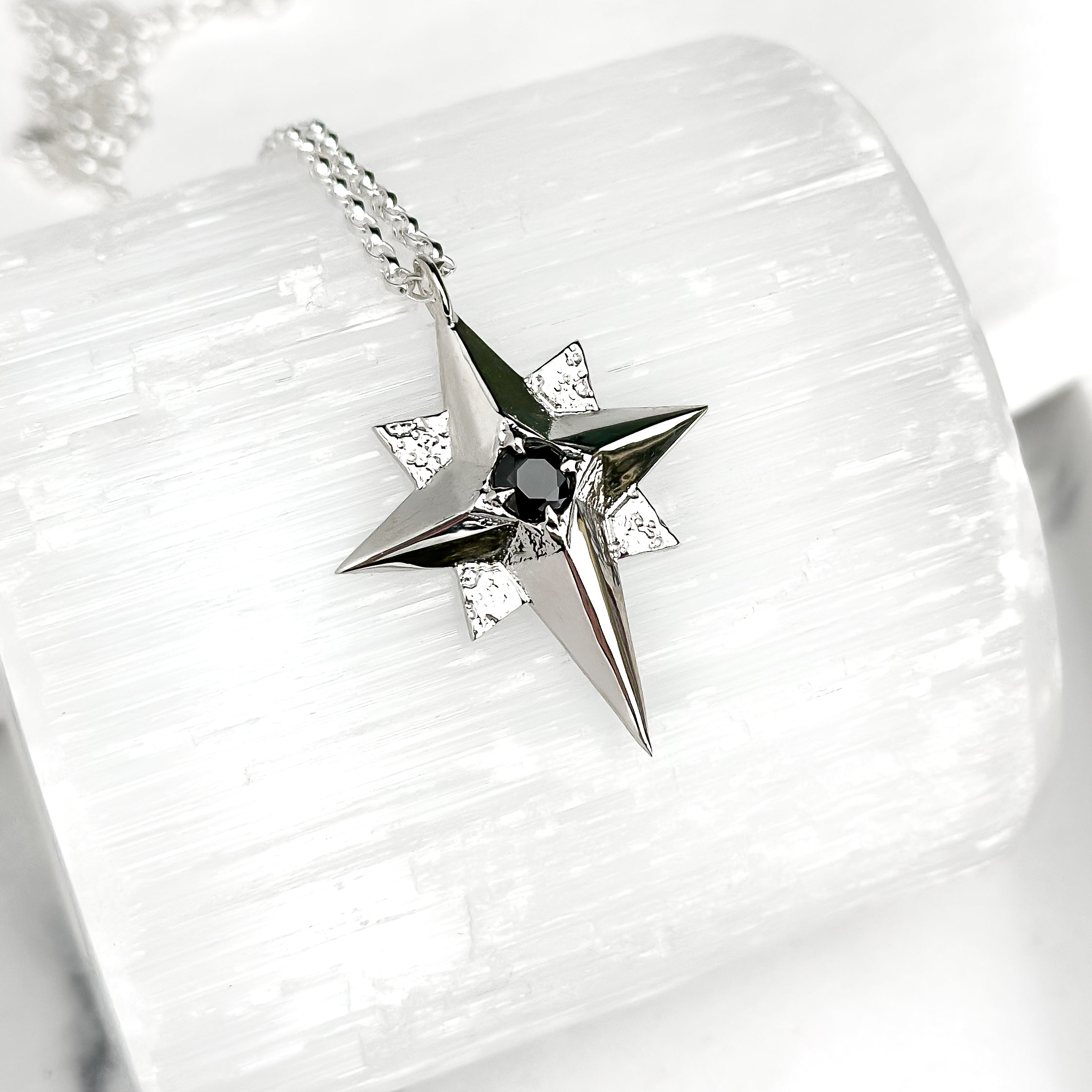 Large North Star Silver Statement Necklace