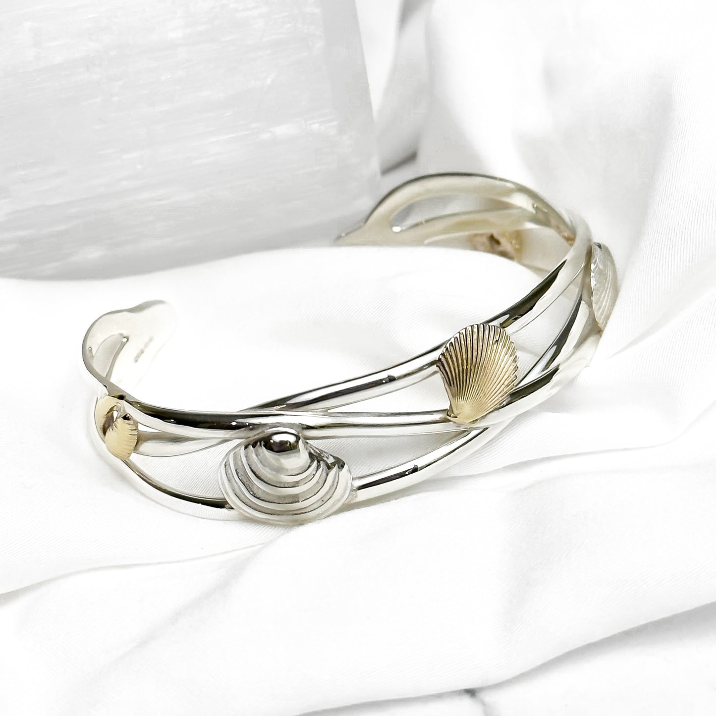 Shell Seeker Gold and Sterling Silver Shell Cuff Bangle - No. 3