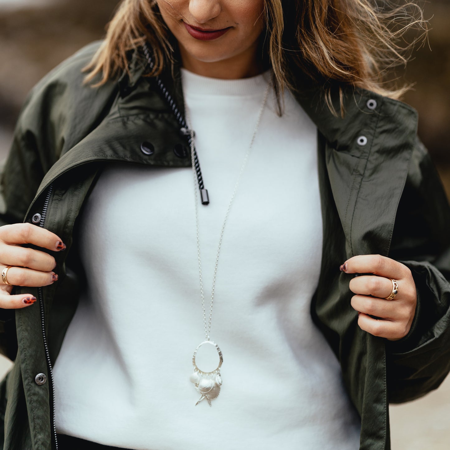 Sterling Silver Shell Charm Necklace