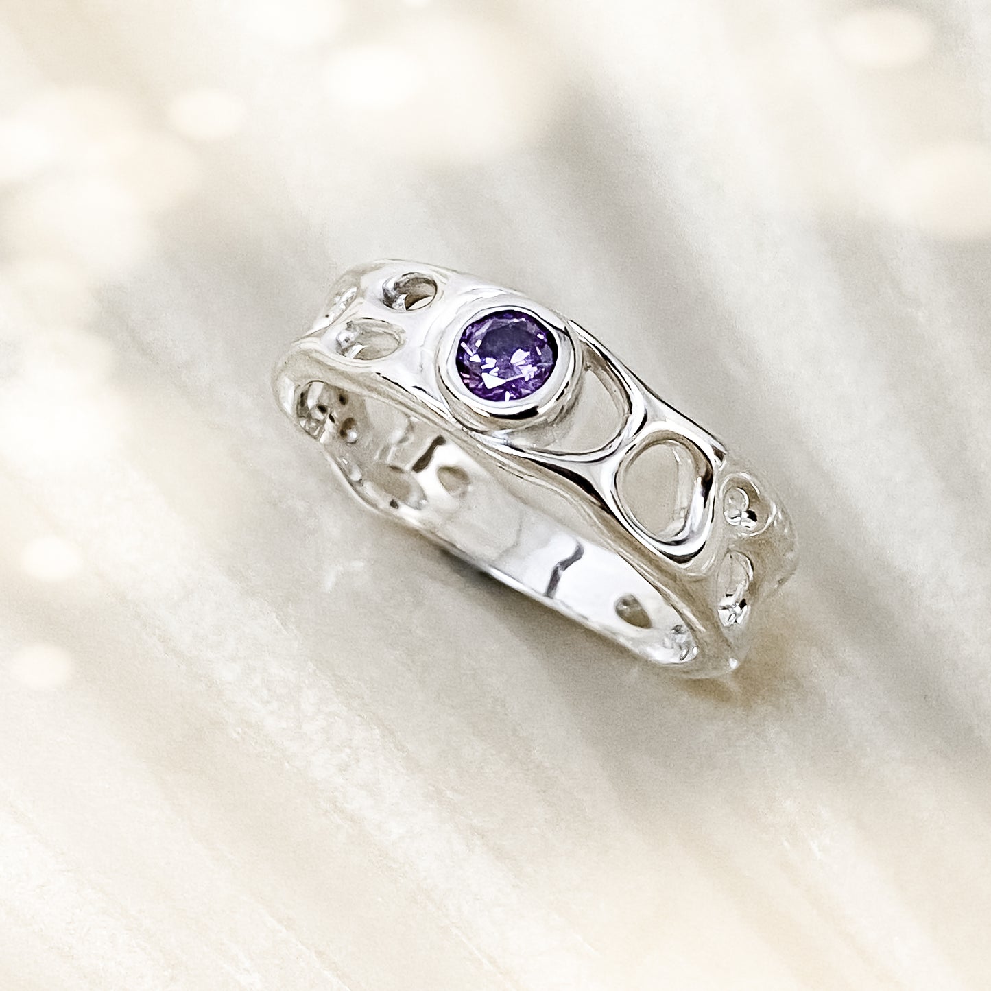 Sterling Silver Amethyst  Infinity Ring