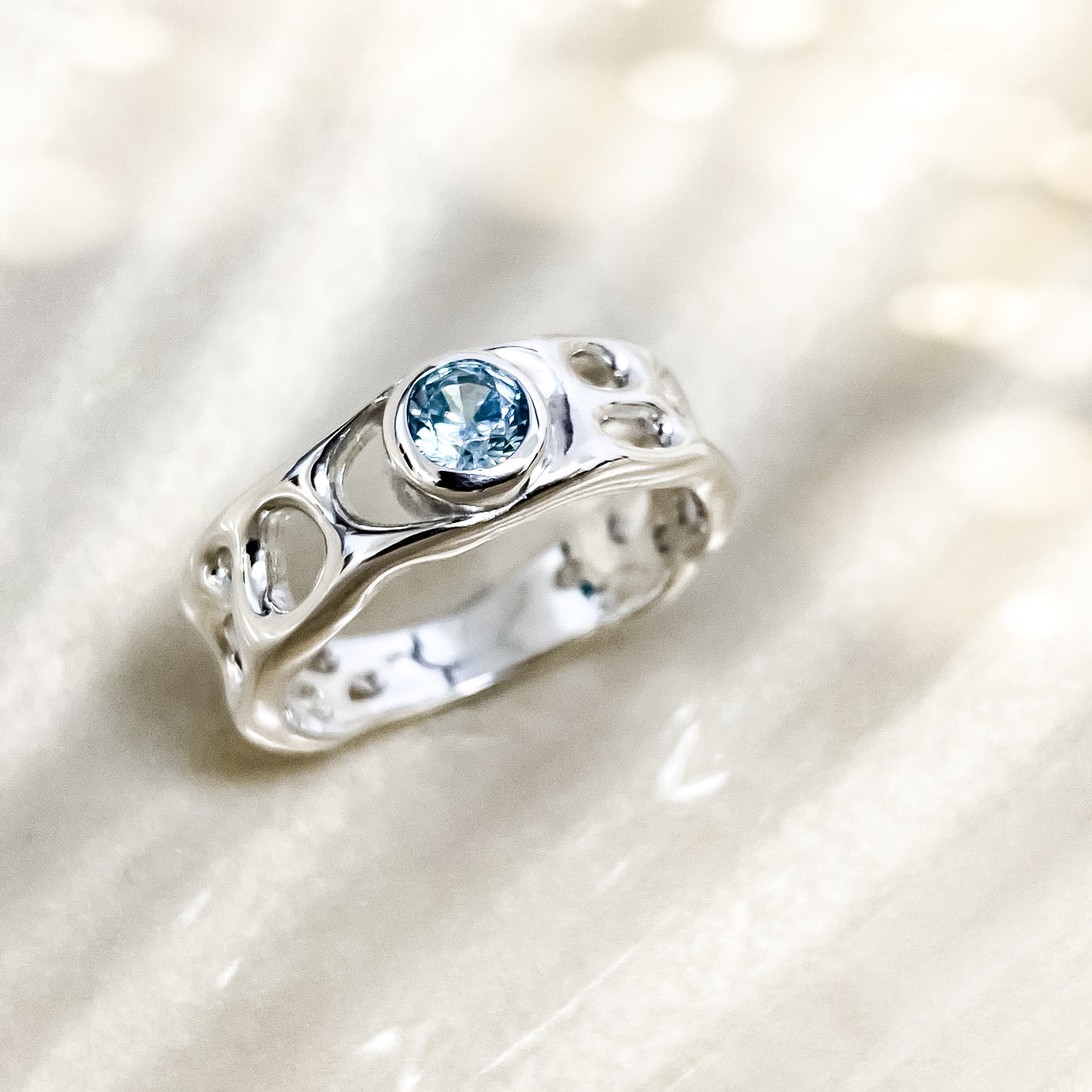 Aquamarine Sterling Silver Infinity Ring