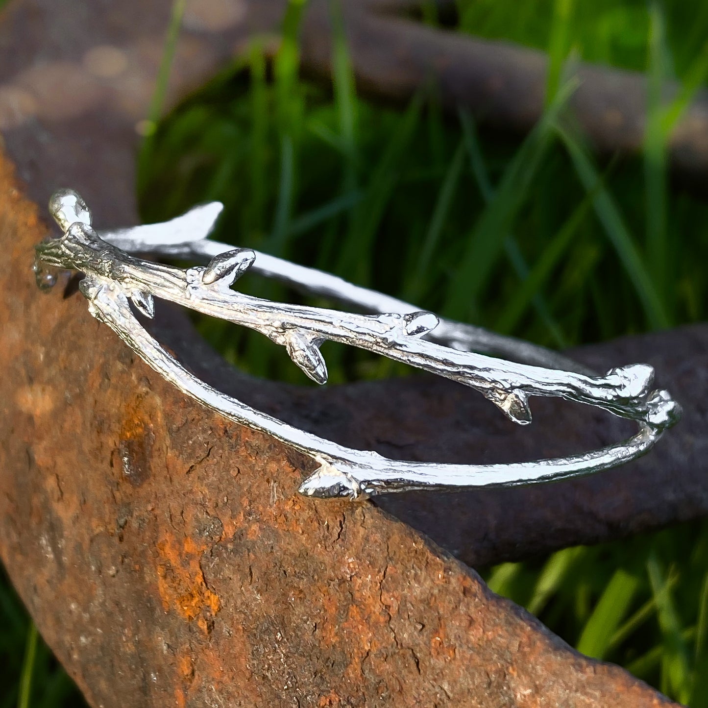 Sterling Silver Elm Twig Bangle