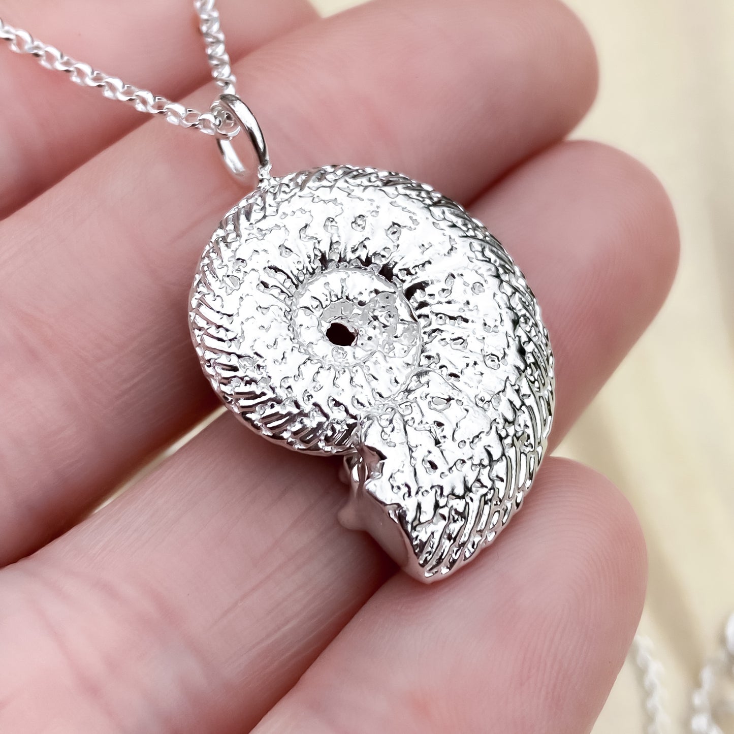 Sterling Silver Quenstedtoceras Ammonite Necklace