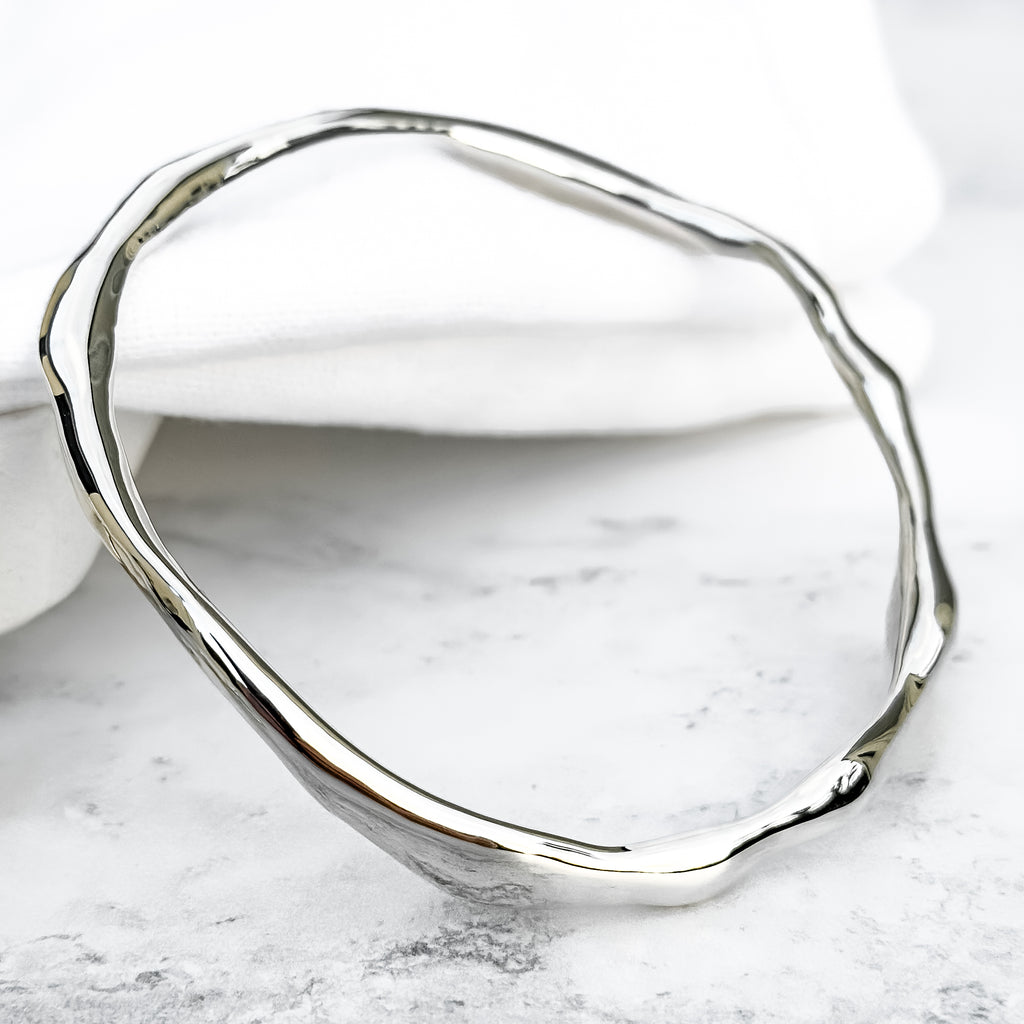 Molten Organic Sterling Silver Bangle