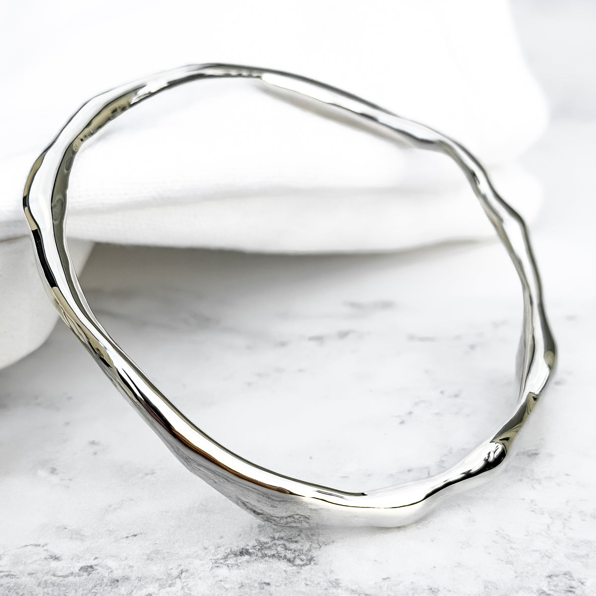 Molten Organic Sterling Silver Bangle