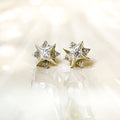 White Gold North Star Stud Earrings with Moissanite