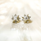 White Gold North Star Stud Earrings with Moissanite