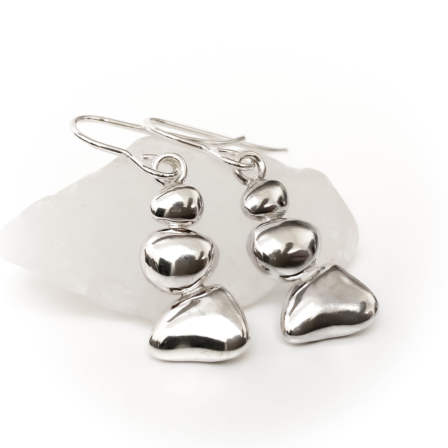 Sterling Silver Pebble Earrings - Balance No. 3