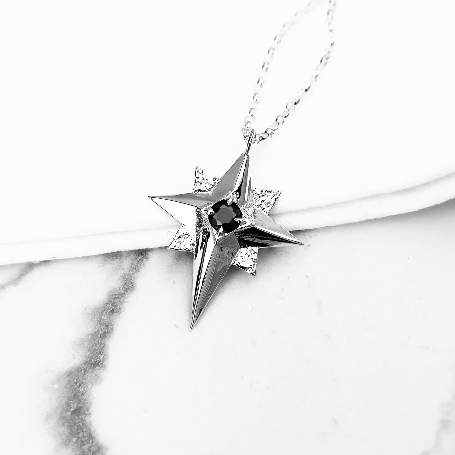 Large North Star Silver Statement Necklace