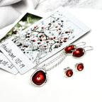 'Hawthorn Berry' Red Enamel Silver Droplet Stud Earrings