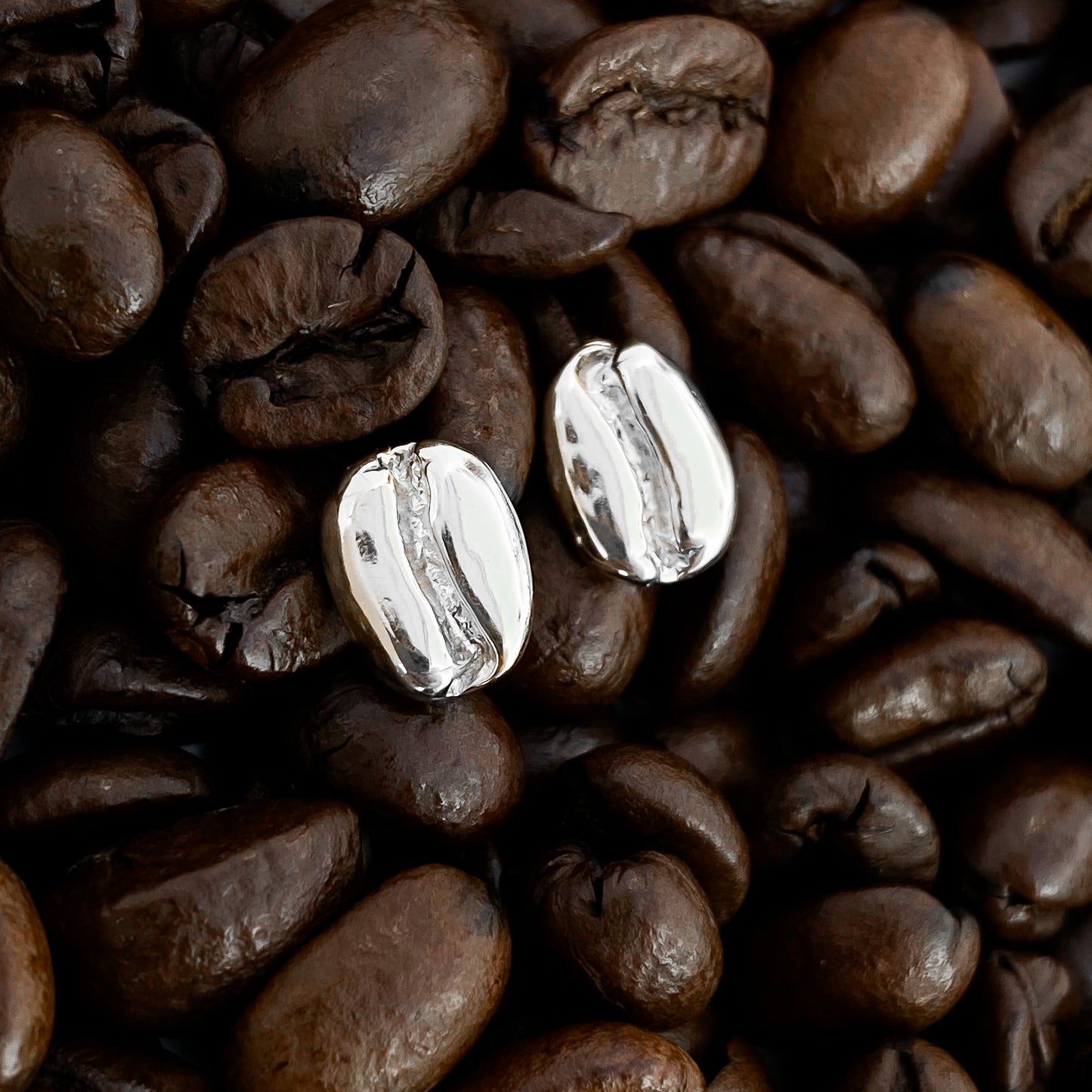 Silver Coffee Bean Earrings