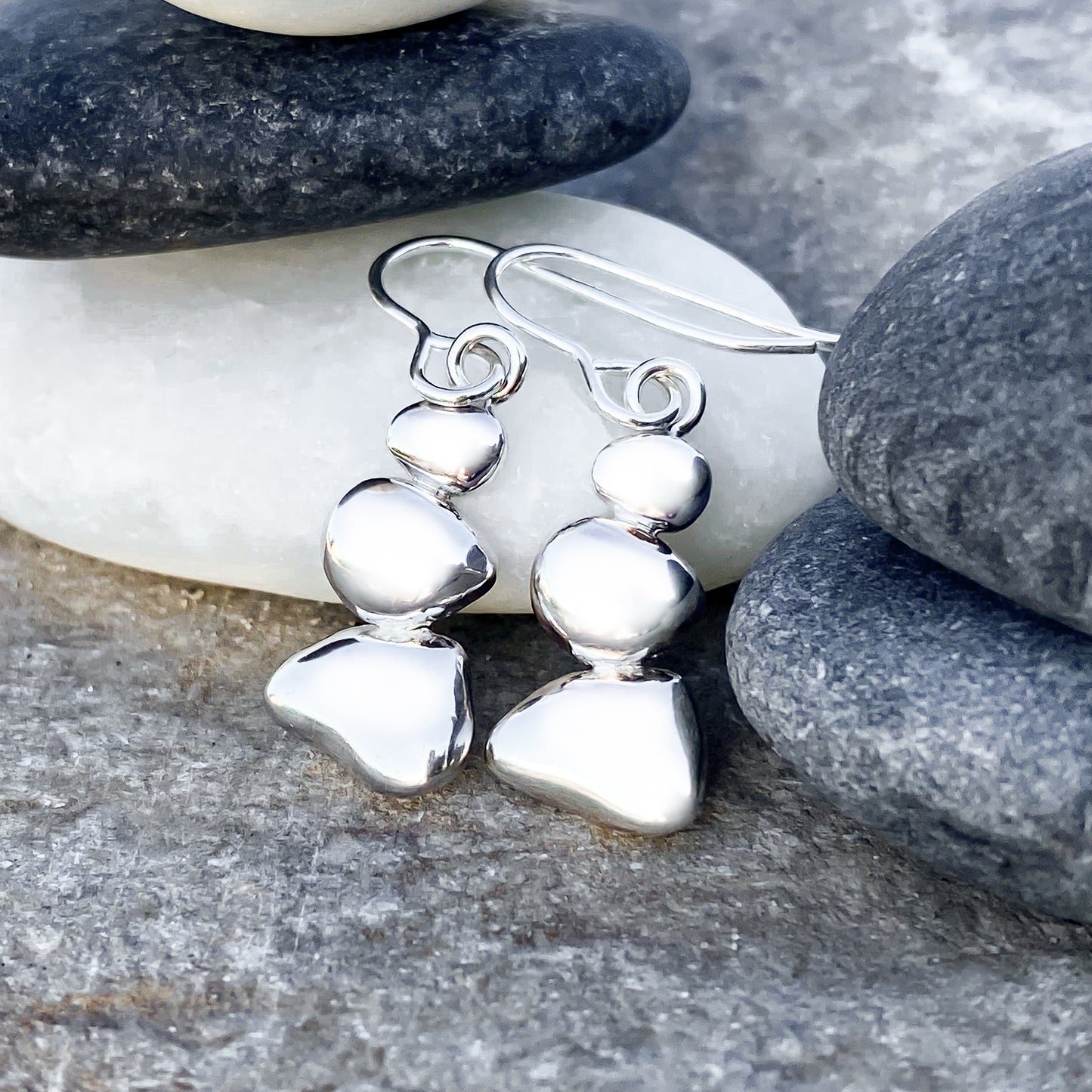 Sterling Silver Pebble Earrings - Balance No. 3