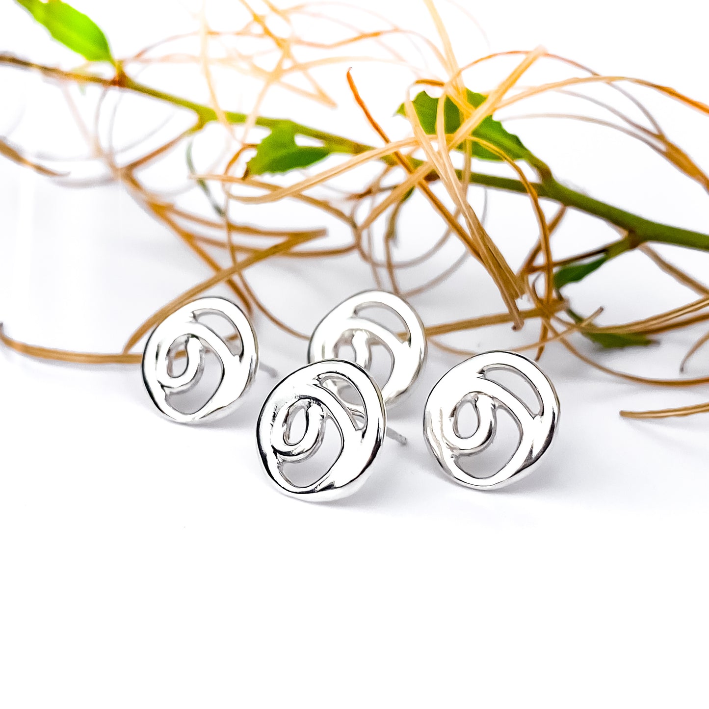 Sterling Silver Organic Design Earrings