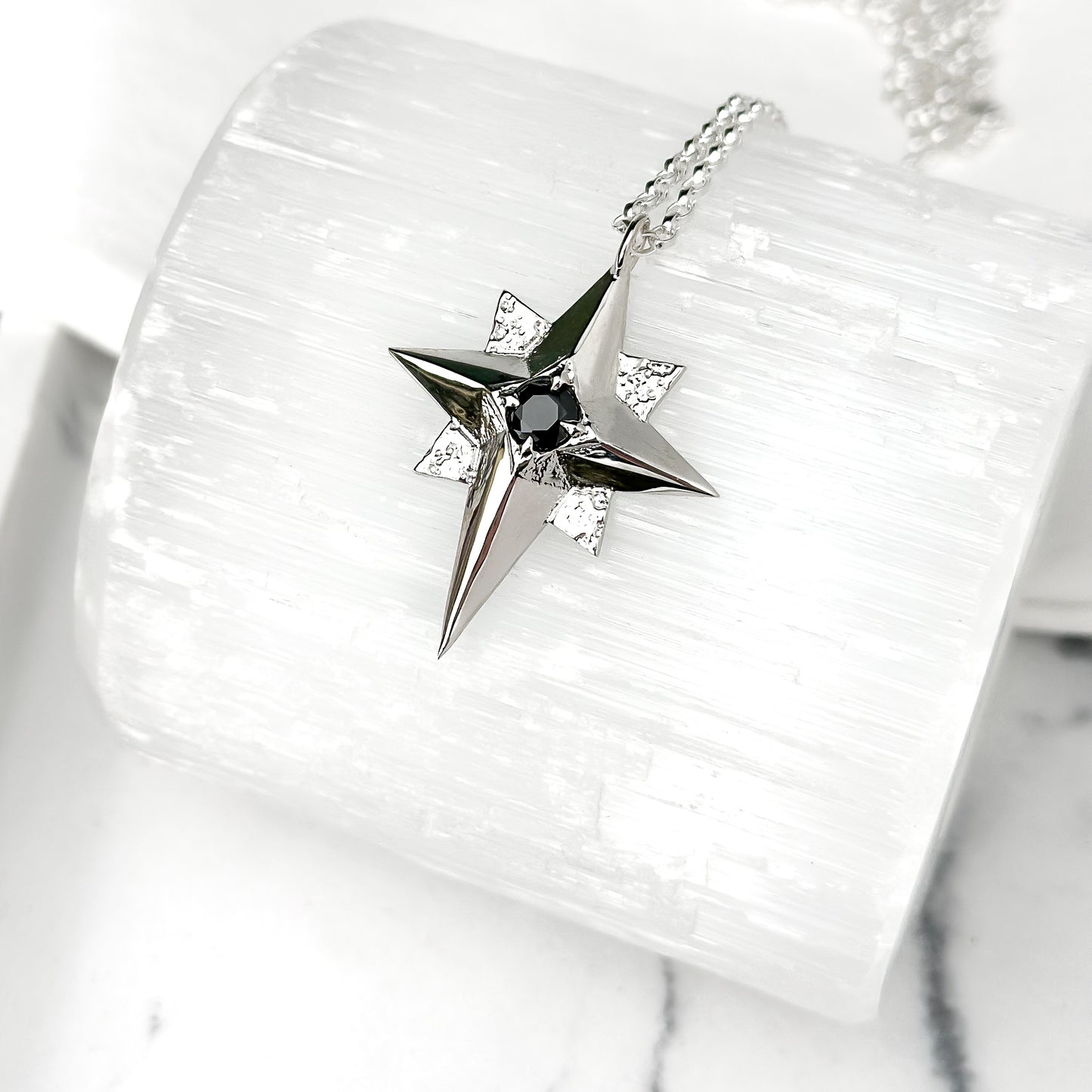 Large North Star Silver Statement Necklace