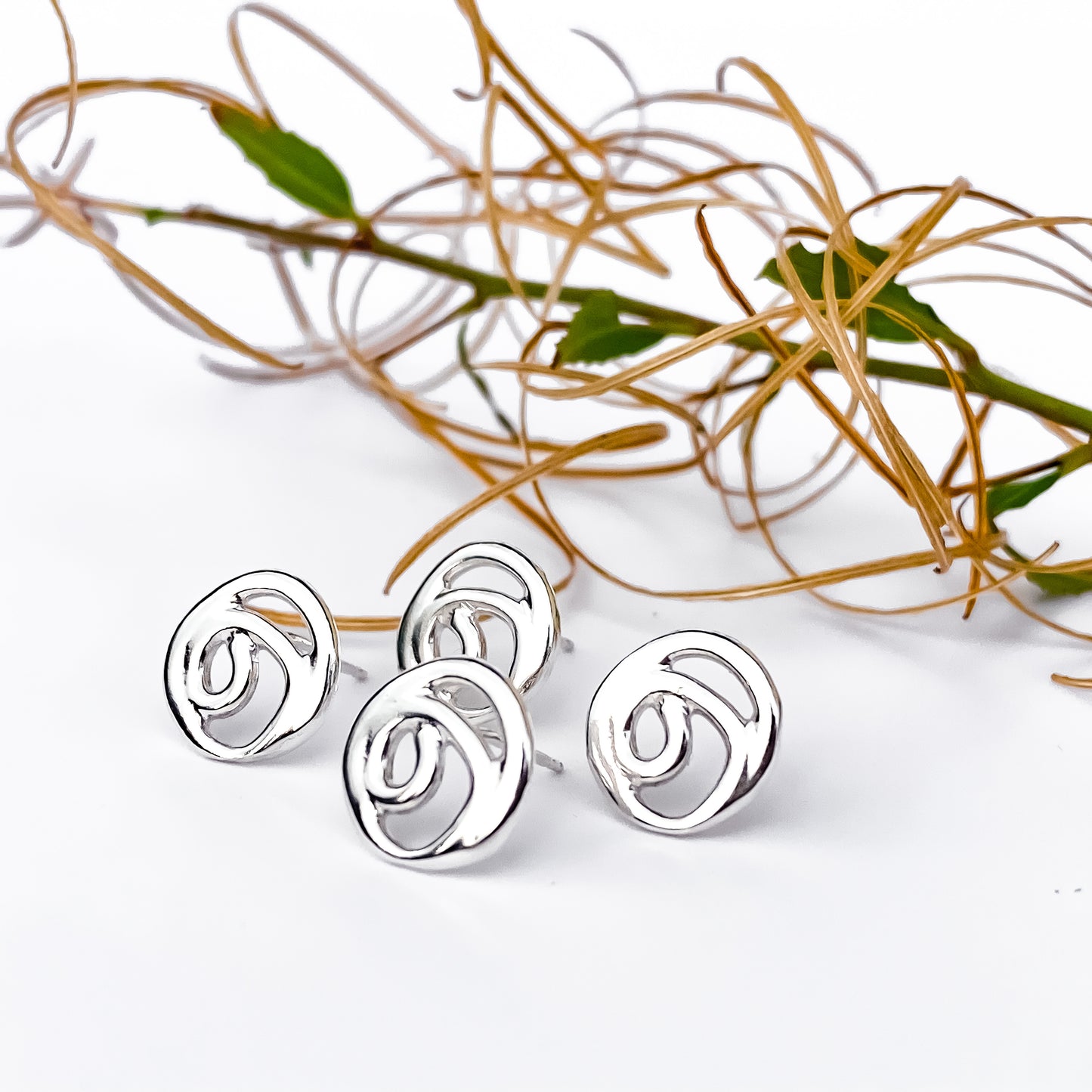 Sterling Silver Organic Design Earrings