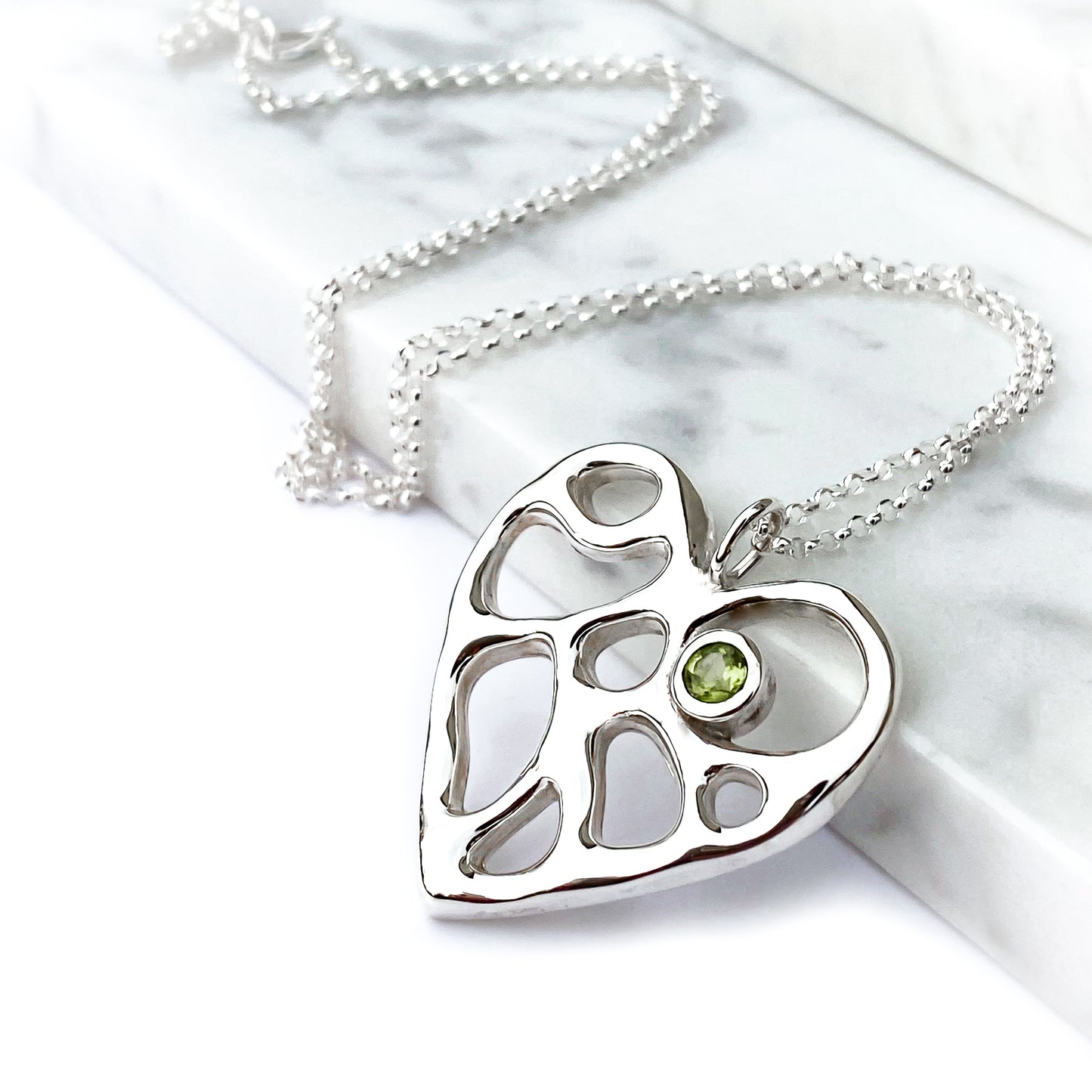 Sterling Silver Infinity Heart Peridot Necklace