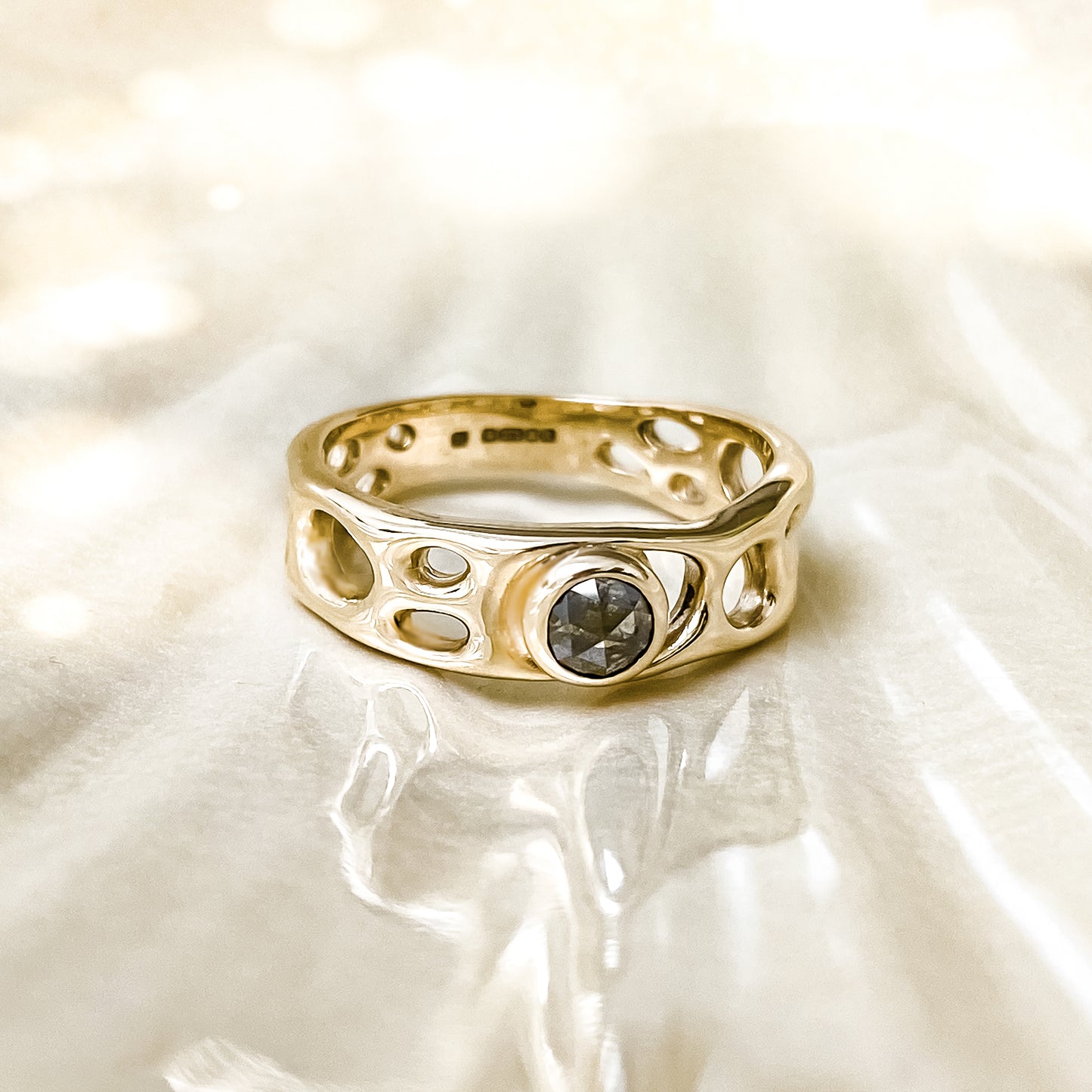 Gold Salt and Pepper Diamond Infinity Ring