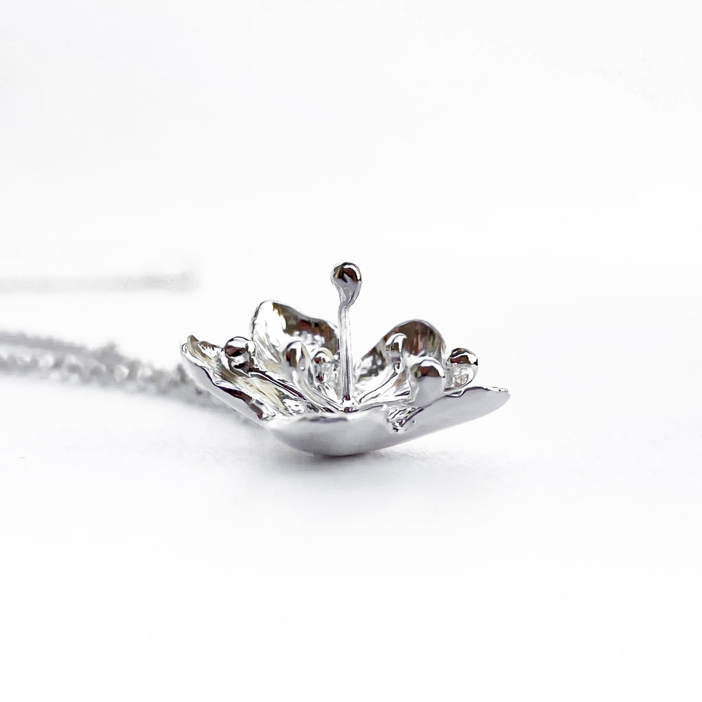 Hawthorn Flower Silver Pendant Necklace