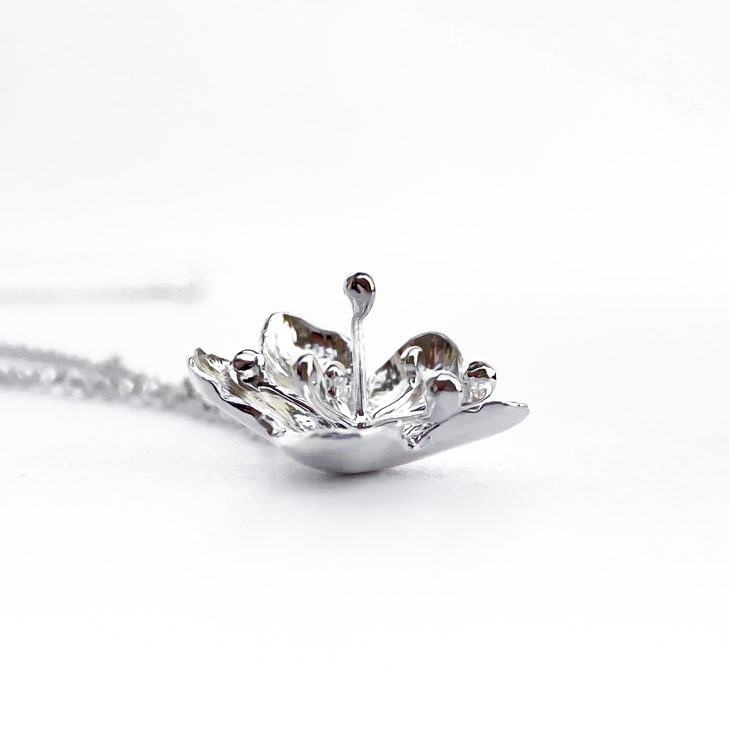 Hawthorn Flower Silver Pendant Necklace