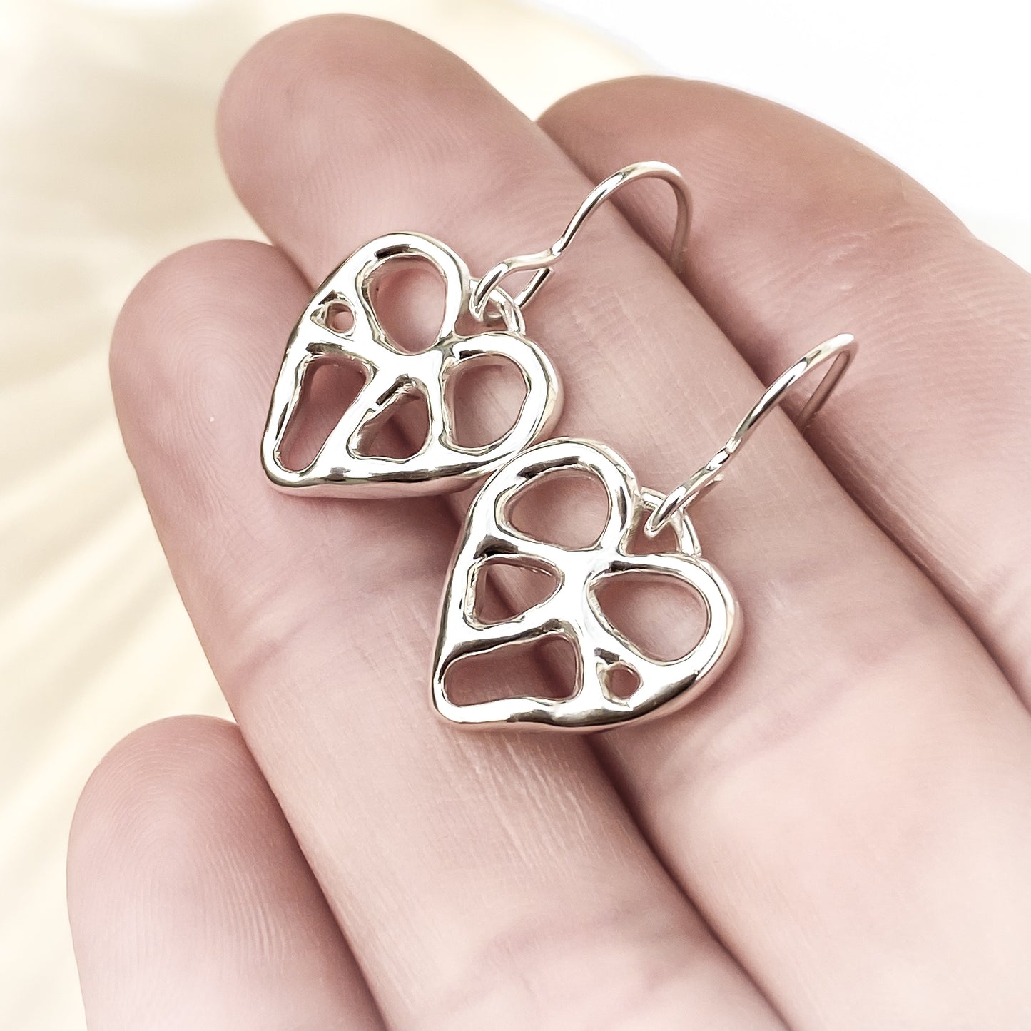 Silver Infinity Heart Dangle Earrings