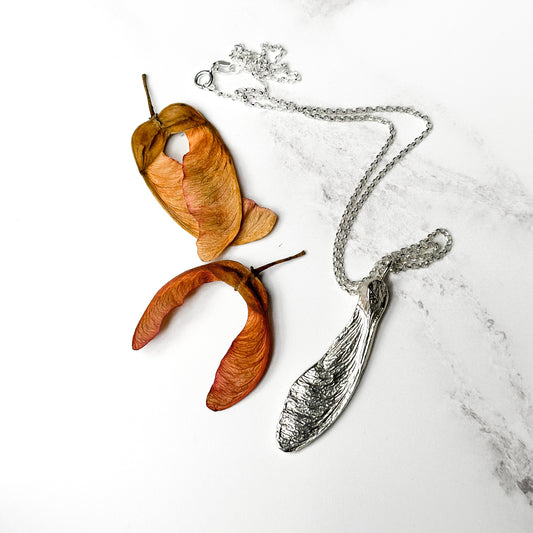 Large Sterling Silver Sycamore Seed Necklace
