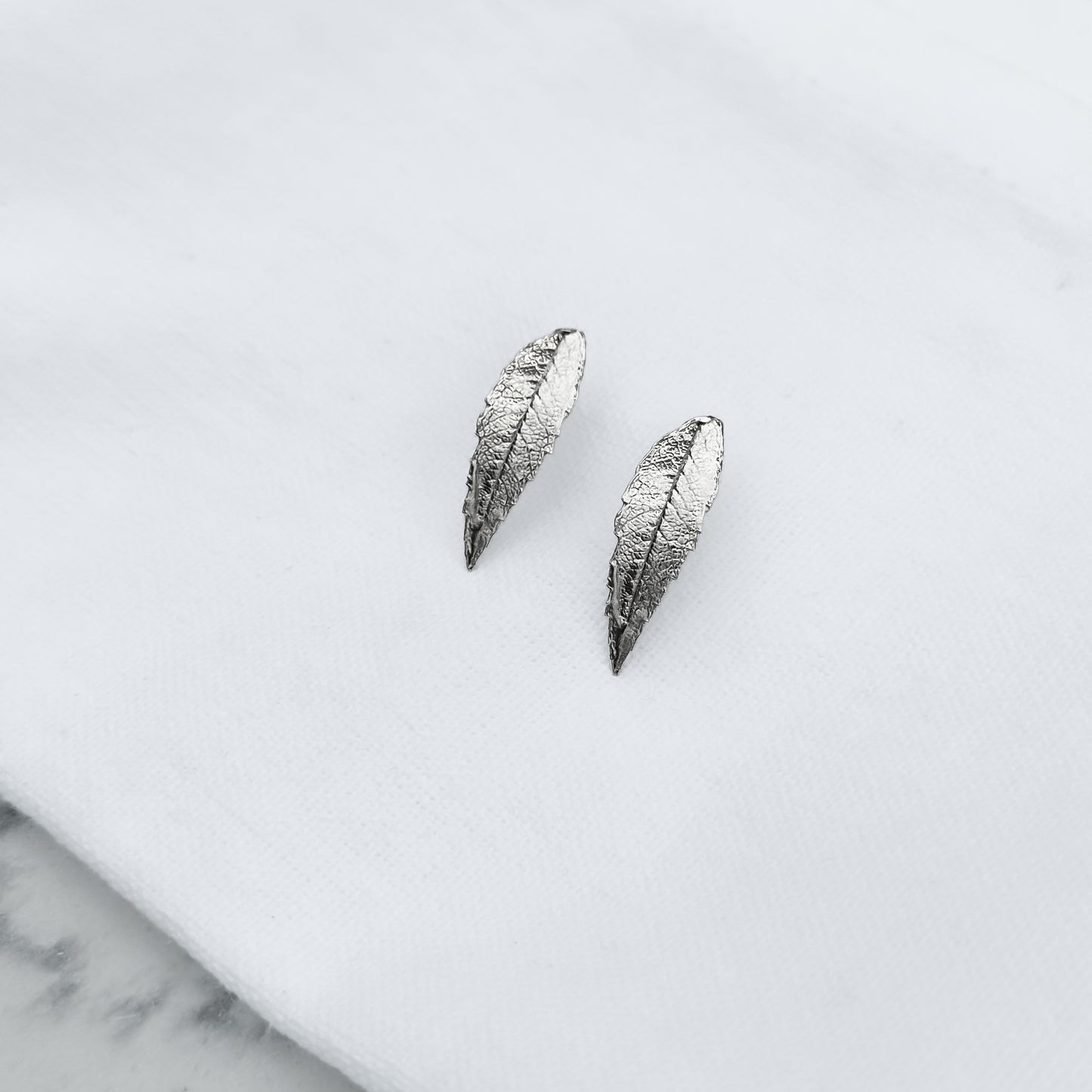 Silver Rowan Leaf Stud Earrings