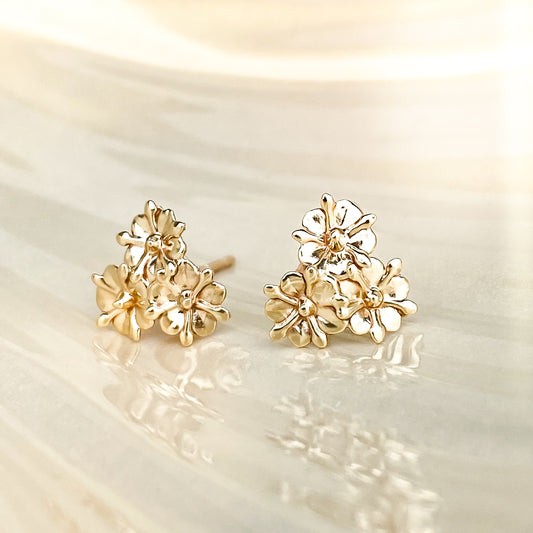 Elderflower Gold Stud Earrings