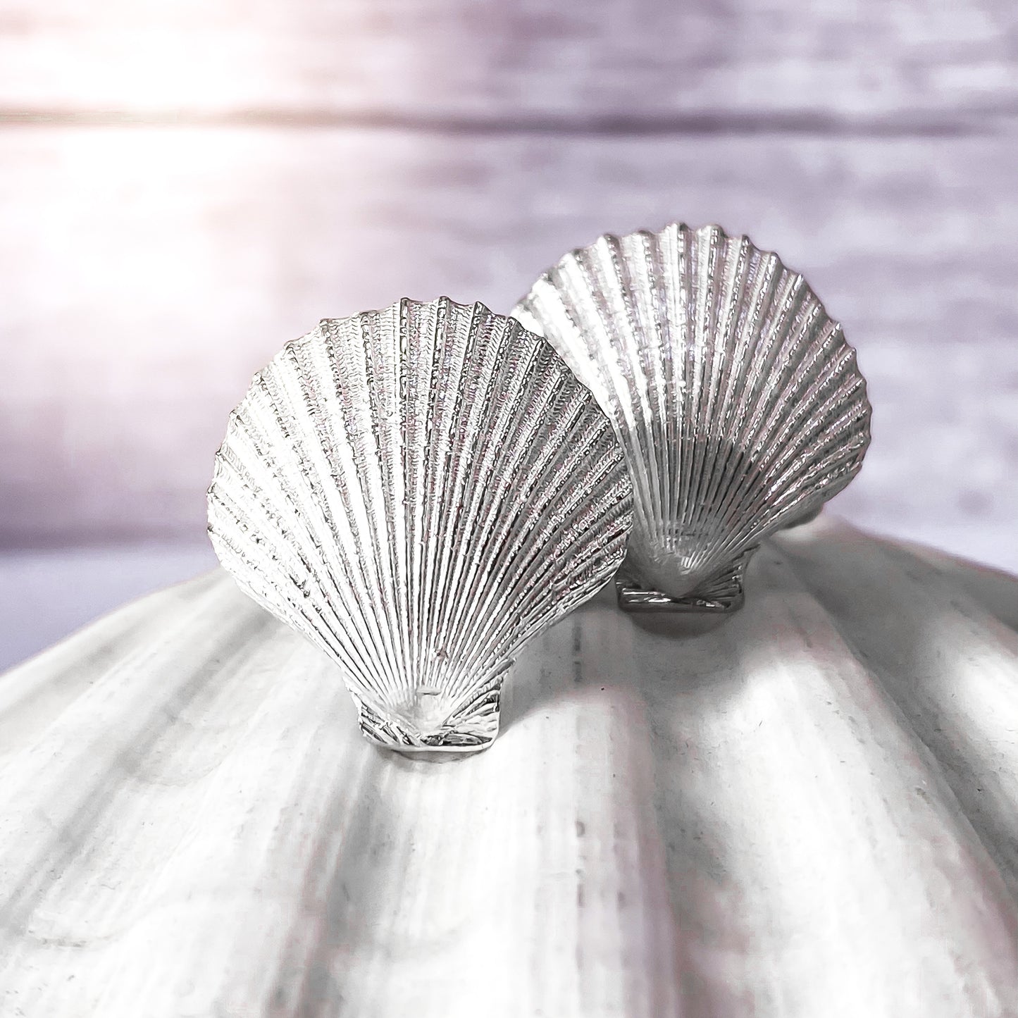 Sterling Silver Scallop Shell Cufflinks - Queenie Shells