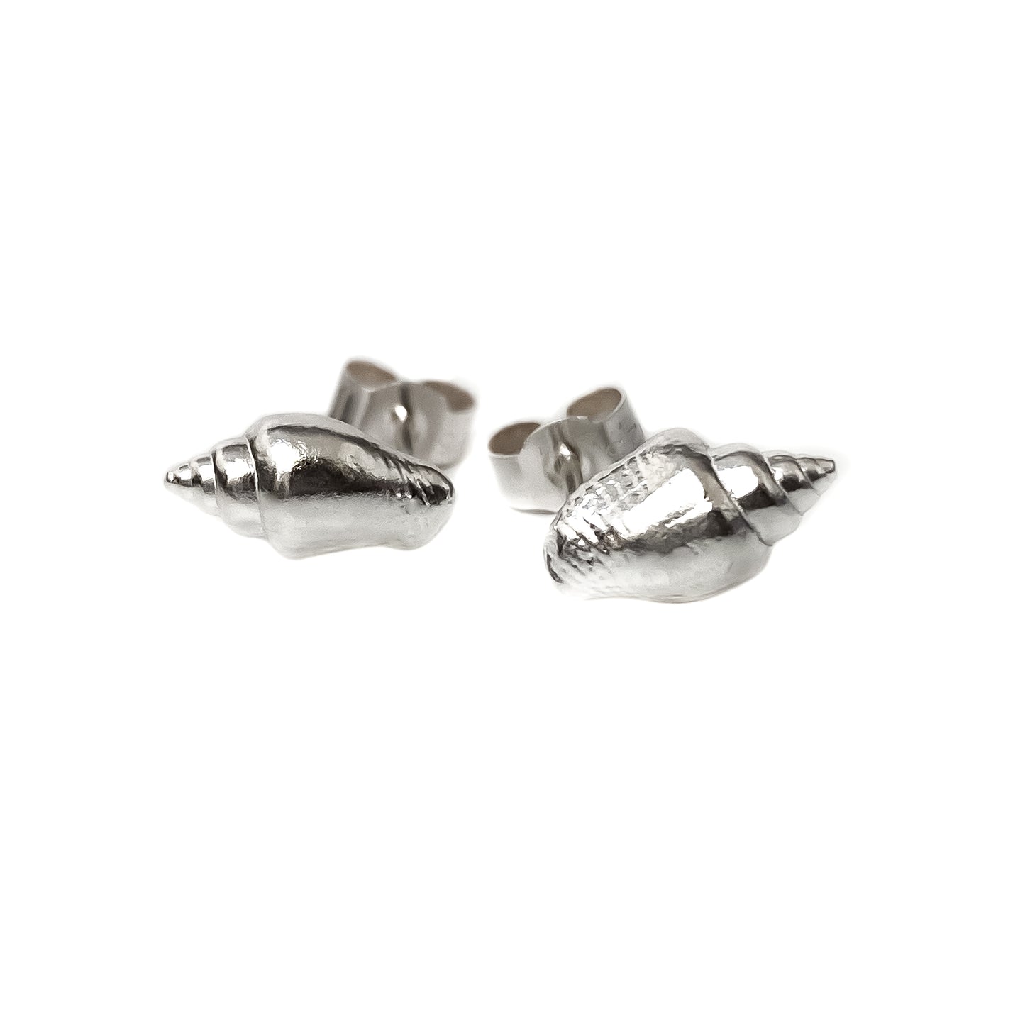 Sterling Silver Whelk Shell Stud Earrings
